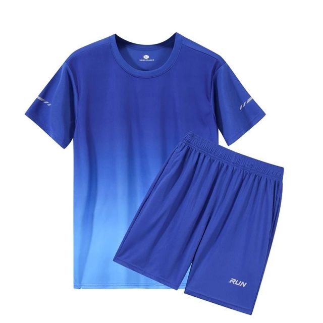 ชุดกีฬาสีน้ำเงิน กางเกงขาสั้น+ชุดกีฬาแขนสั้น